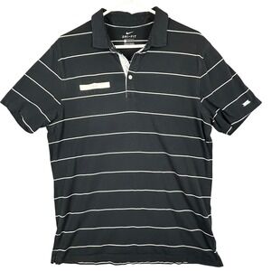 Nike Mens Dri-FIT Striped Polo Shirt Black White Short Sleeve Large Sporty